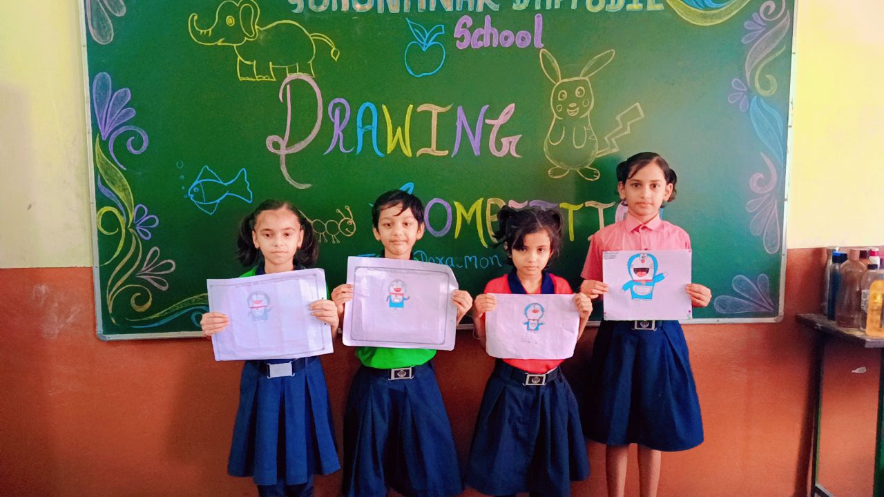 School building with students